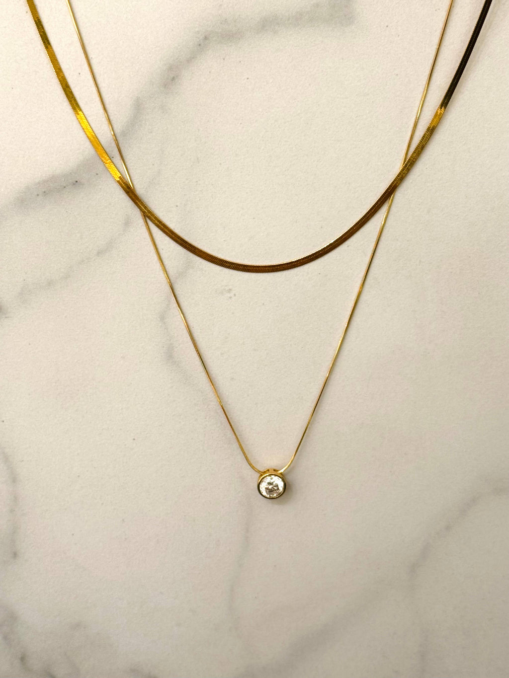 Ketting - Dubbel met Zirkoniumsteentje