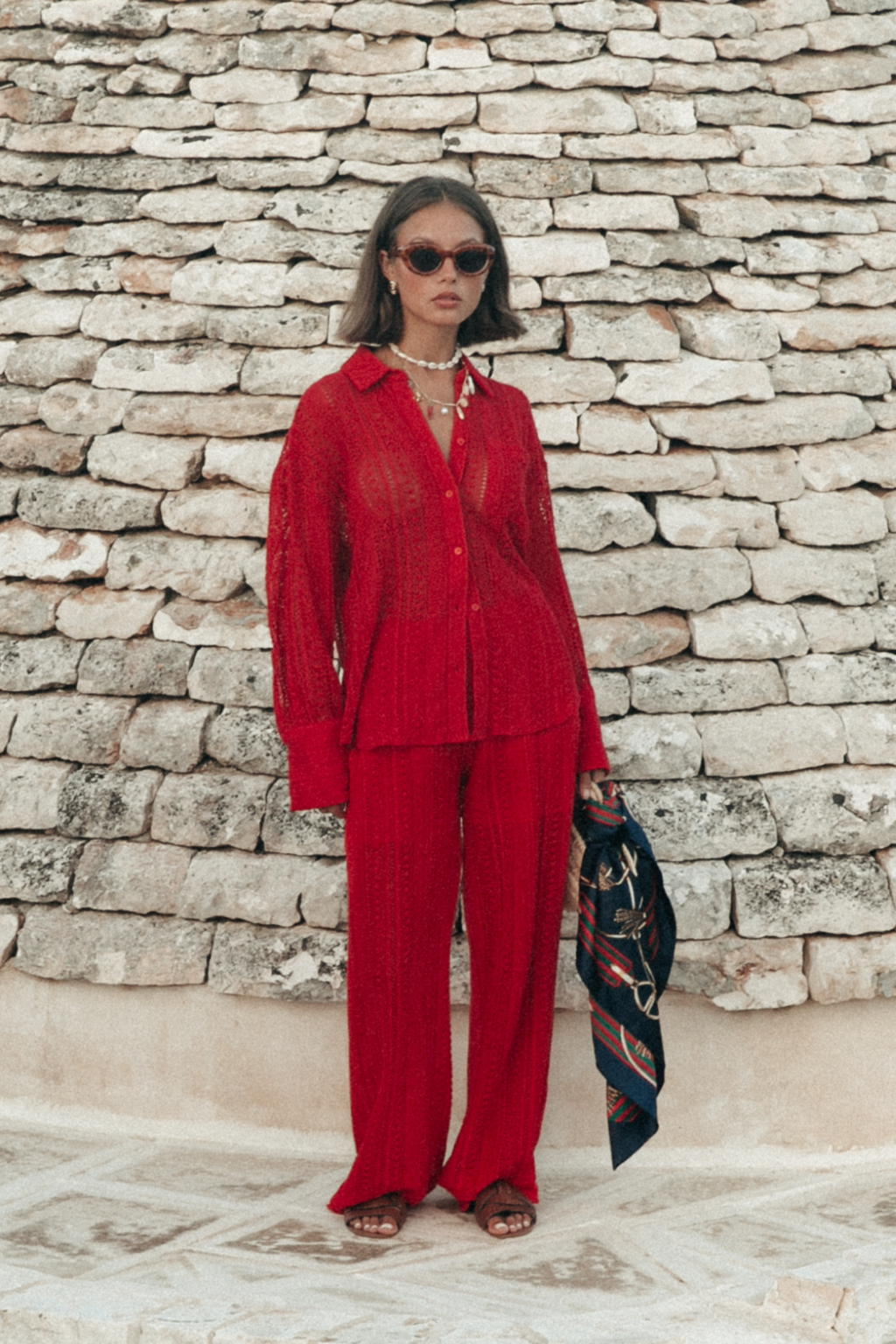Talia Crochet Blouse - Poppy Red