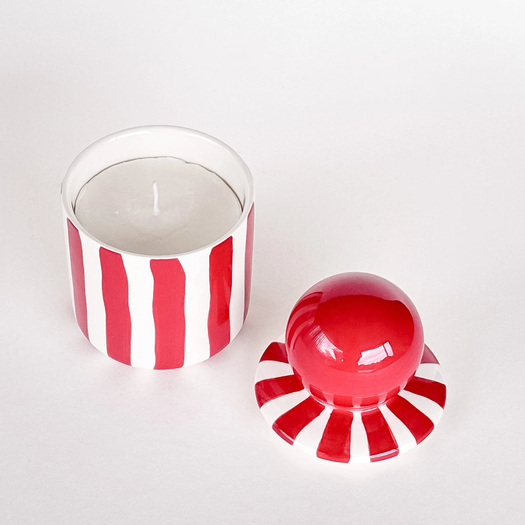 Kaars Keramiek - Strepen / Tramonto Rood