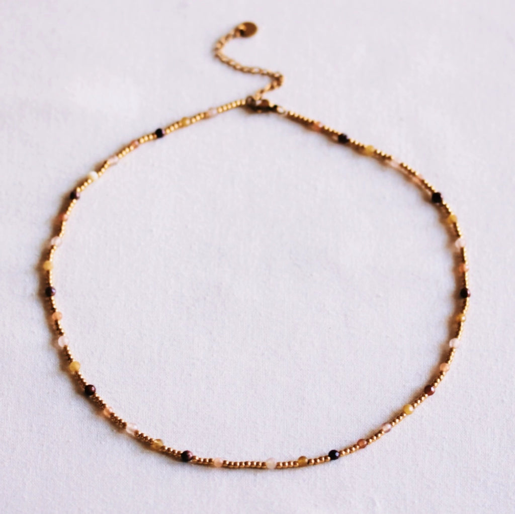 Ketting Facetkralen – Olijf, Lila, Bordeaux