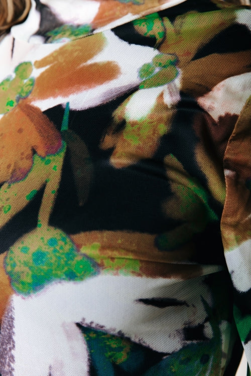 Colourful Rebel - Neyo Flower Mesh Turtleneck Top / Multicolor