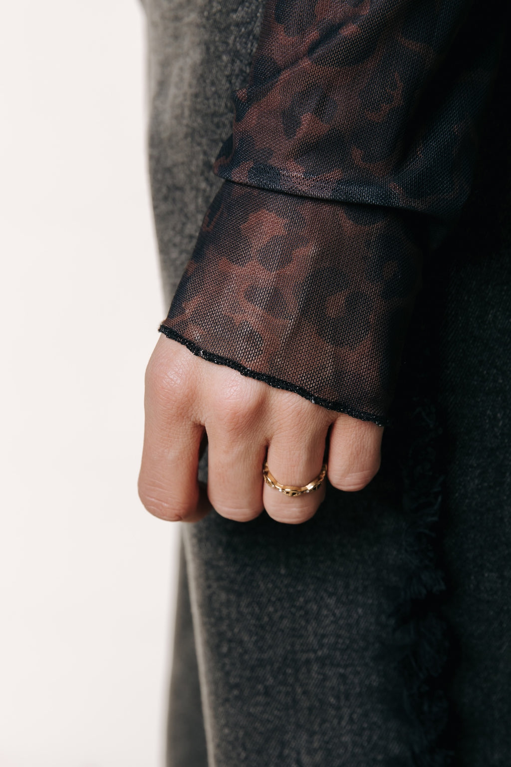 Colourful Rebel - Neyo Leopard Mesh Turtleneck Top / Brown