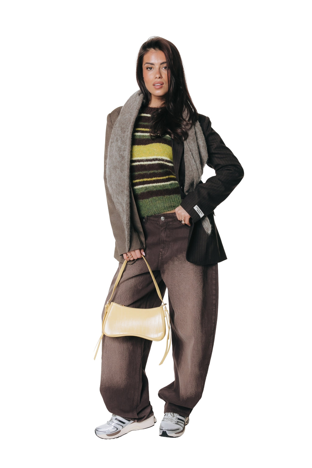 Colourful Rebel - Olivia Stripe Crewneck Knitted Sweater / Multicolor Green