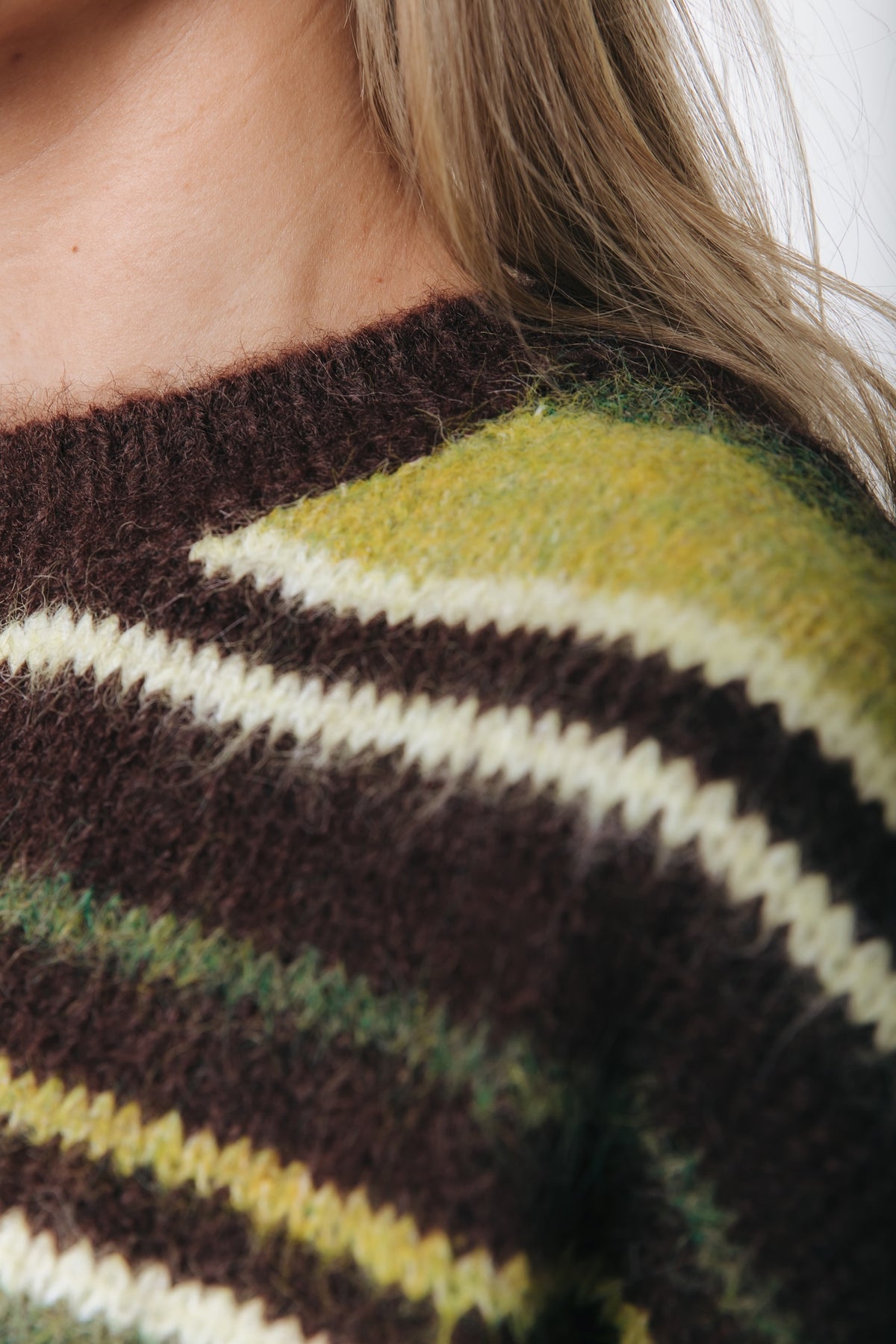 Colourful Rebel - Olivia Stripe Crewneck Knitted Sweater / Multicolor Green