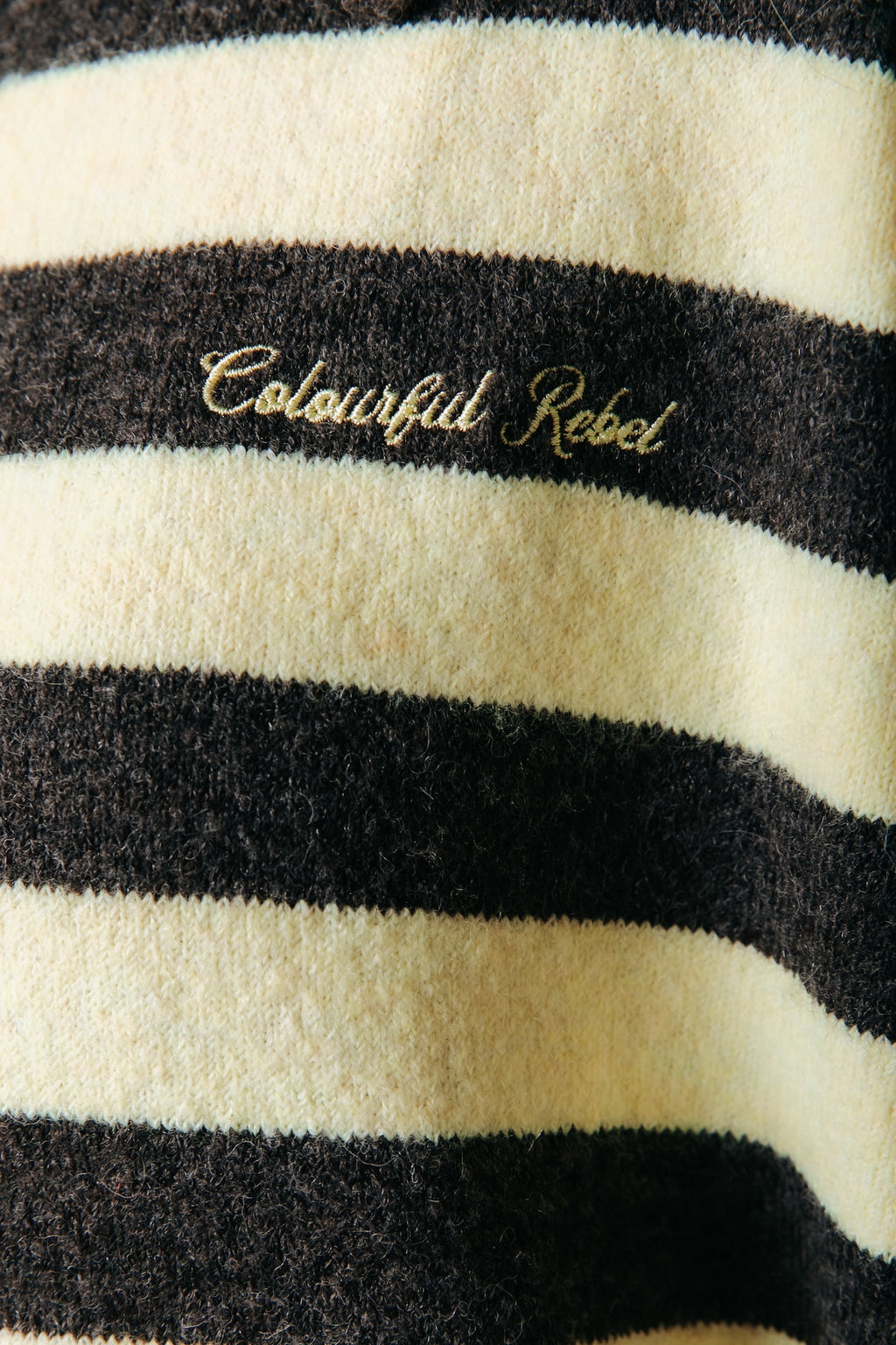 Colourful Rebel - Linsey Fluffy Knitted Striped Sweater / Yellow Brown