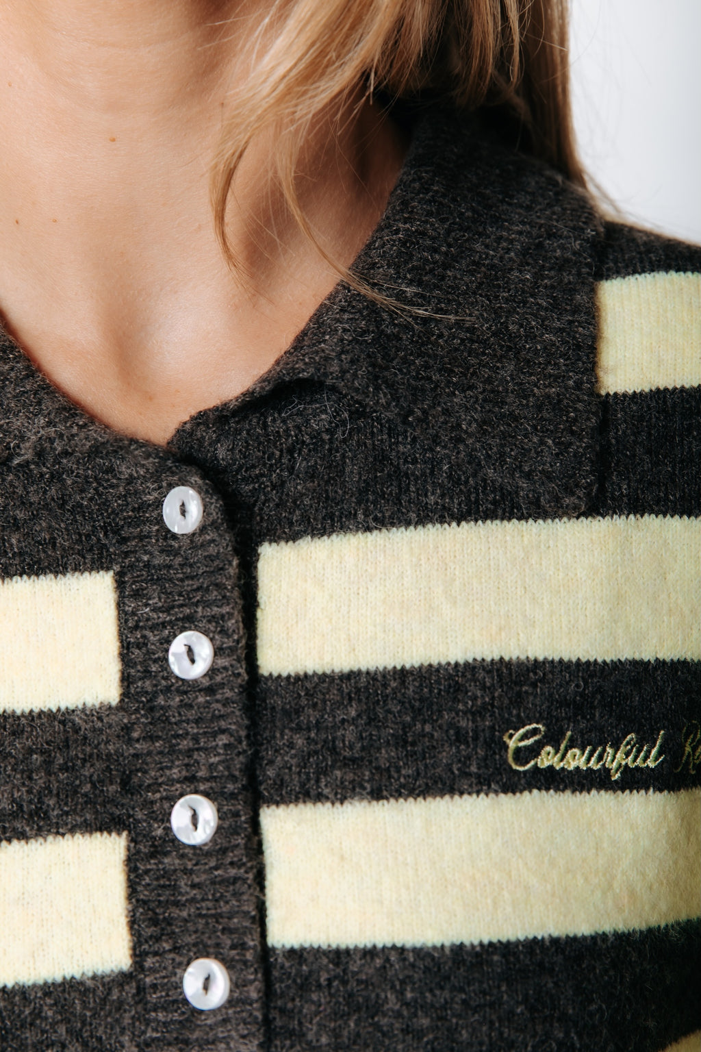Colourful Rebel - Linsey Fluffy Knitted Striped Sweater / Yellow Brown