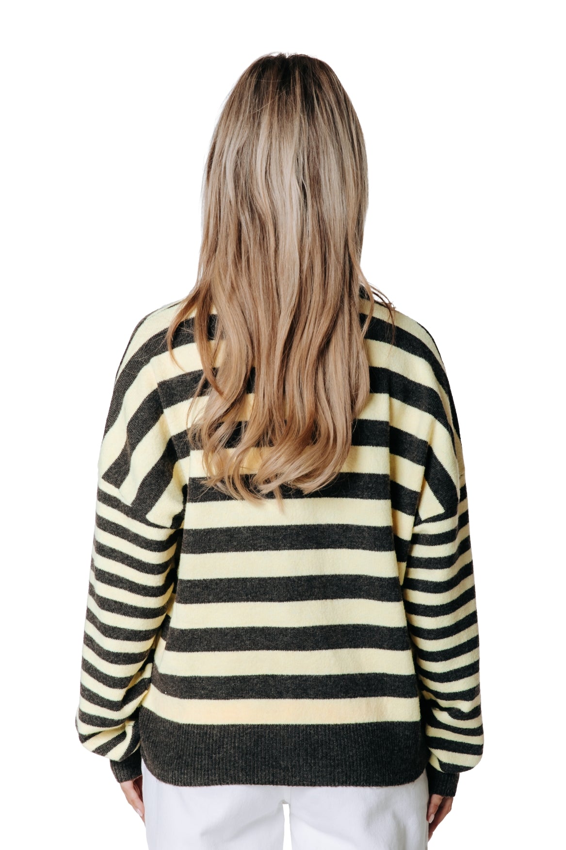 Colourful Rebel - Linsey Fluffy Knitted Striped Sweater / Yellow Brown