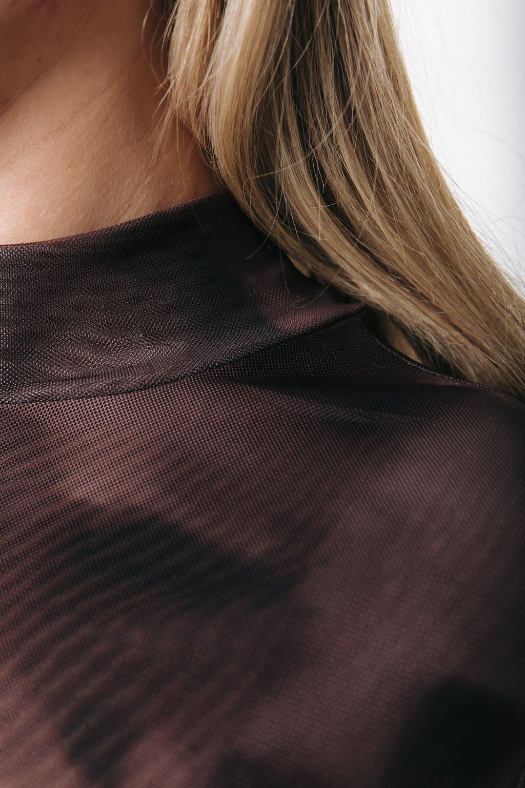 Colourful Rebel - Neyo Swirl Mesh Turtleneck Top / Brown
