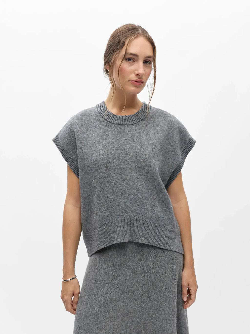 Object - Itone Knitted Vest / Medium Grey Melange