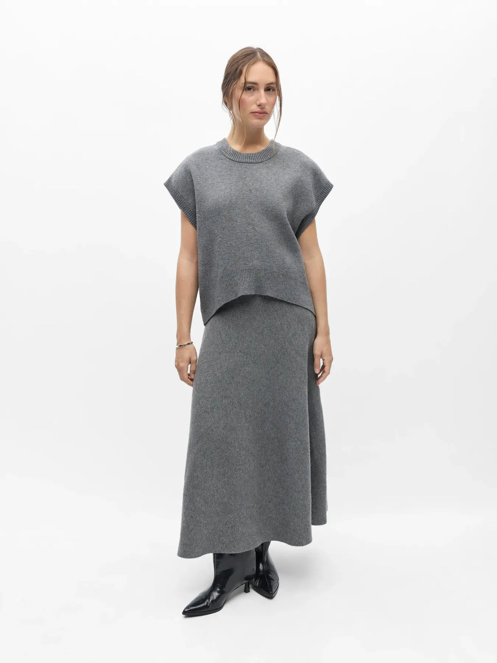 Object - Itone Knitted Vest / Medium Grey Melange