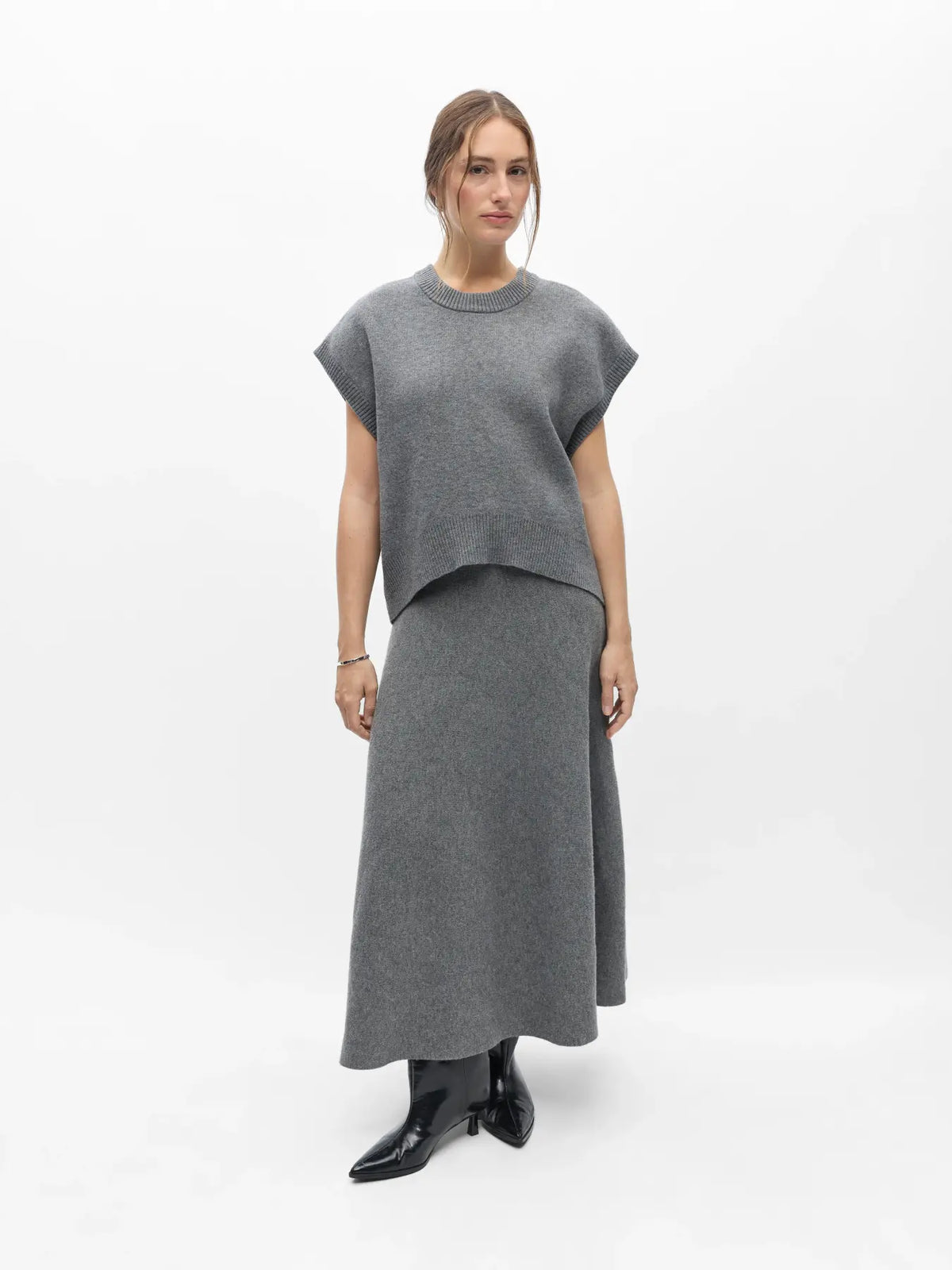 Object - Itone Knitted Vest / Medium Grey Melange