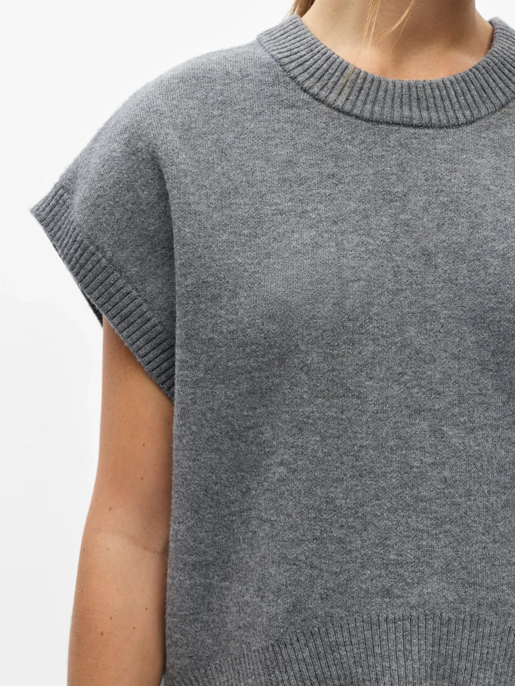 Object - Itone Knitted Vest / Medium Grey Melange