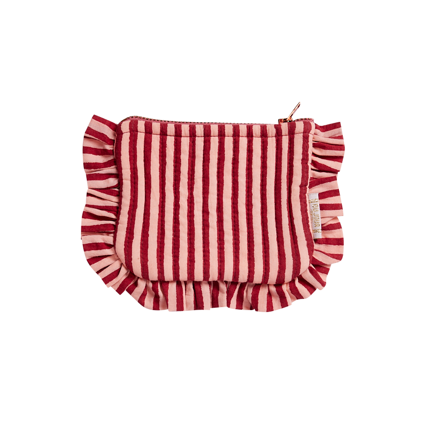 Kleine Pochette Met Ruches - Granaatrode Strepen