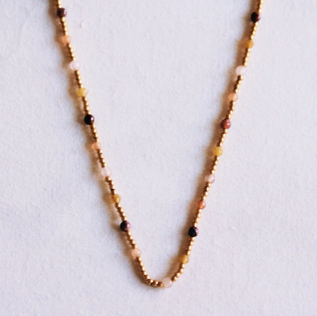 Ketting Facetkralen – Olijf, Lila, Bordeaux