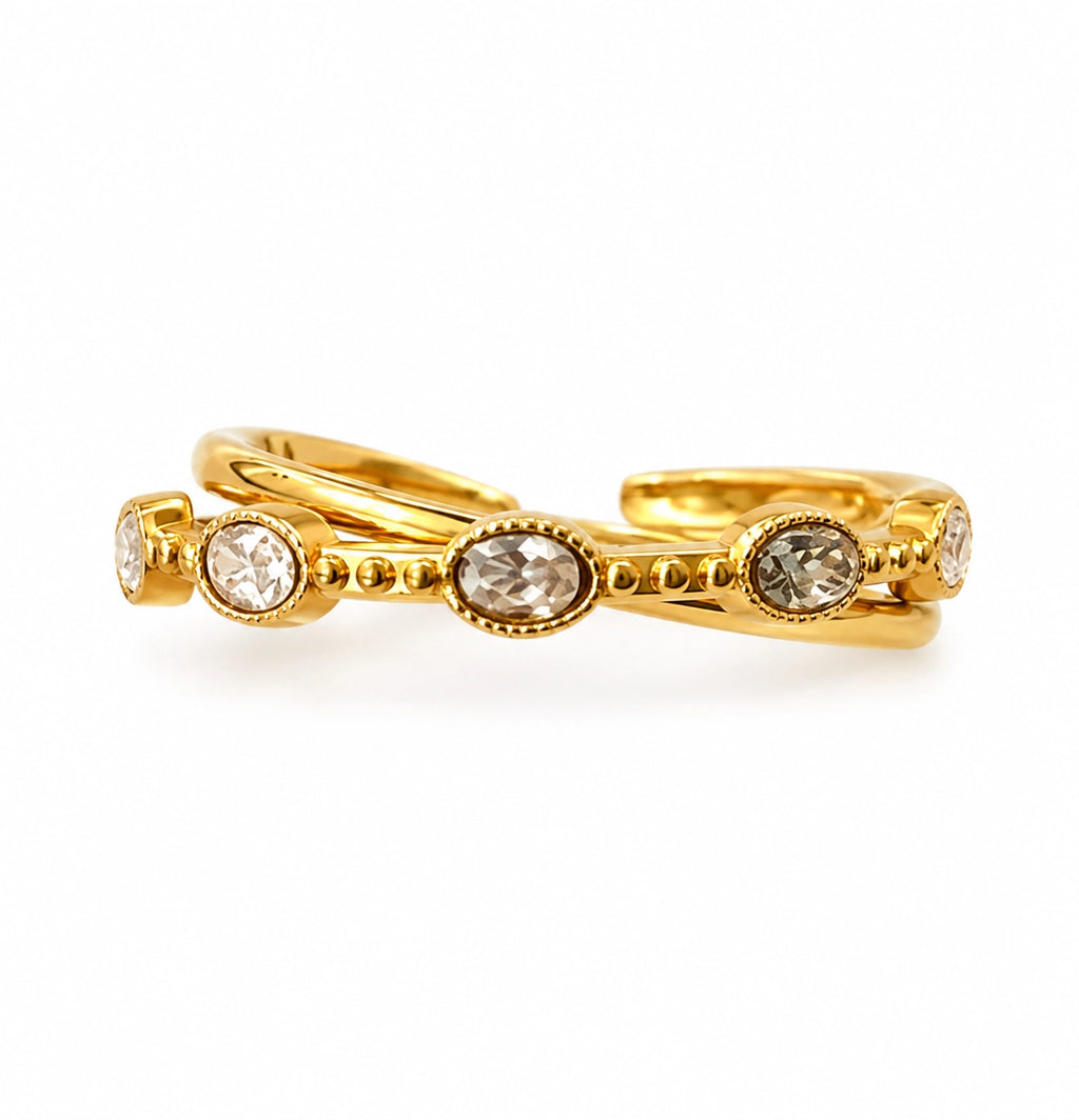Ring - Double Band Crystal