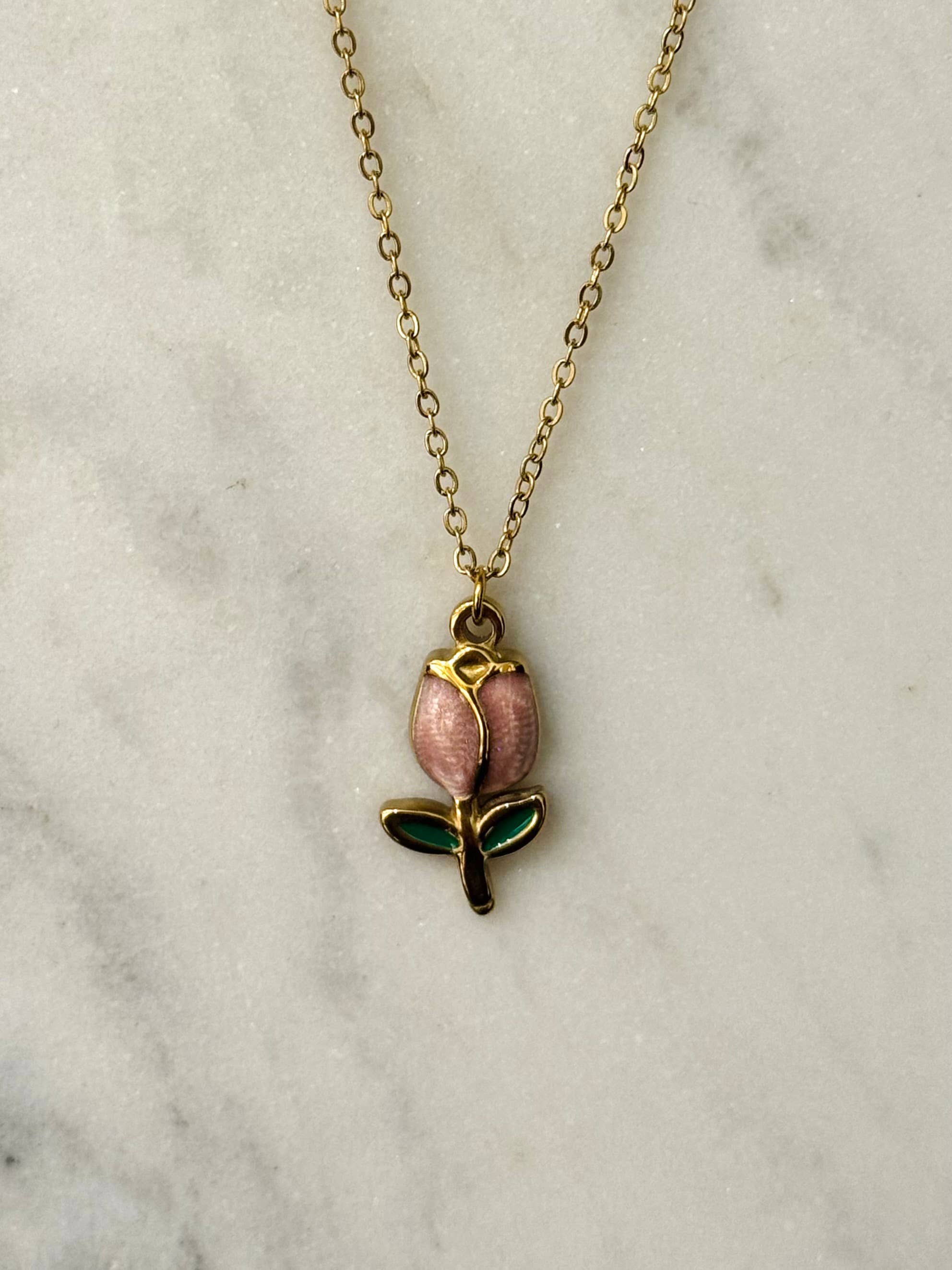 Halsketting - Roze Tulp