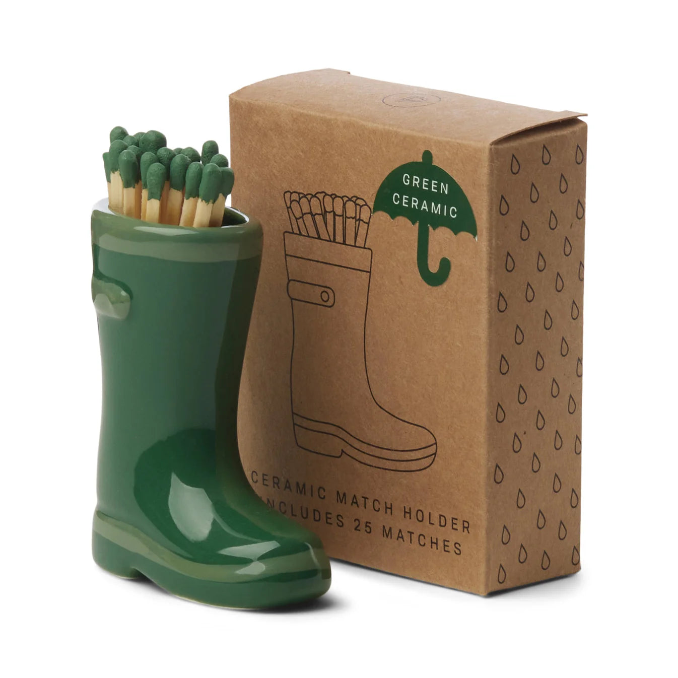 Paddywax Wellington Boot Matches Holder with 25 Matches