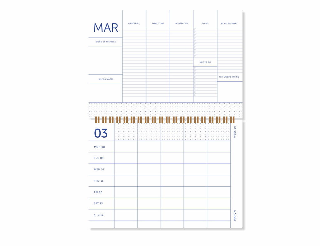 A-Journal - 18 Months 2026-2027 Family Planner / Stripes Pink