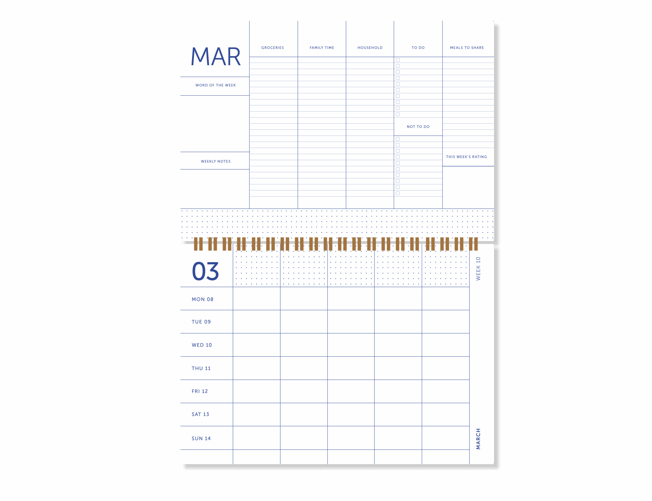 A-Journal - 18 Months 2026-2027 Family Planner / Flower Blue