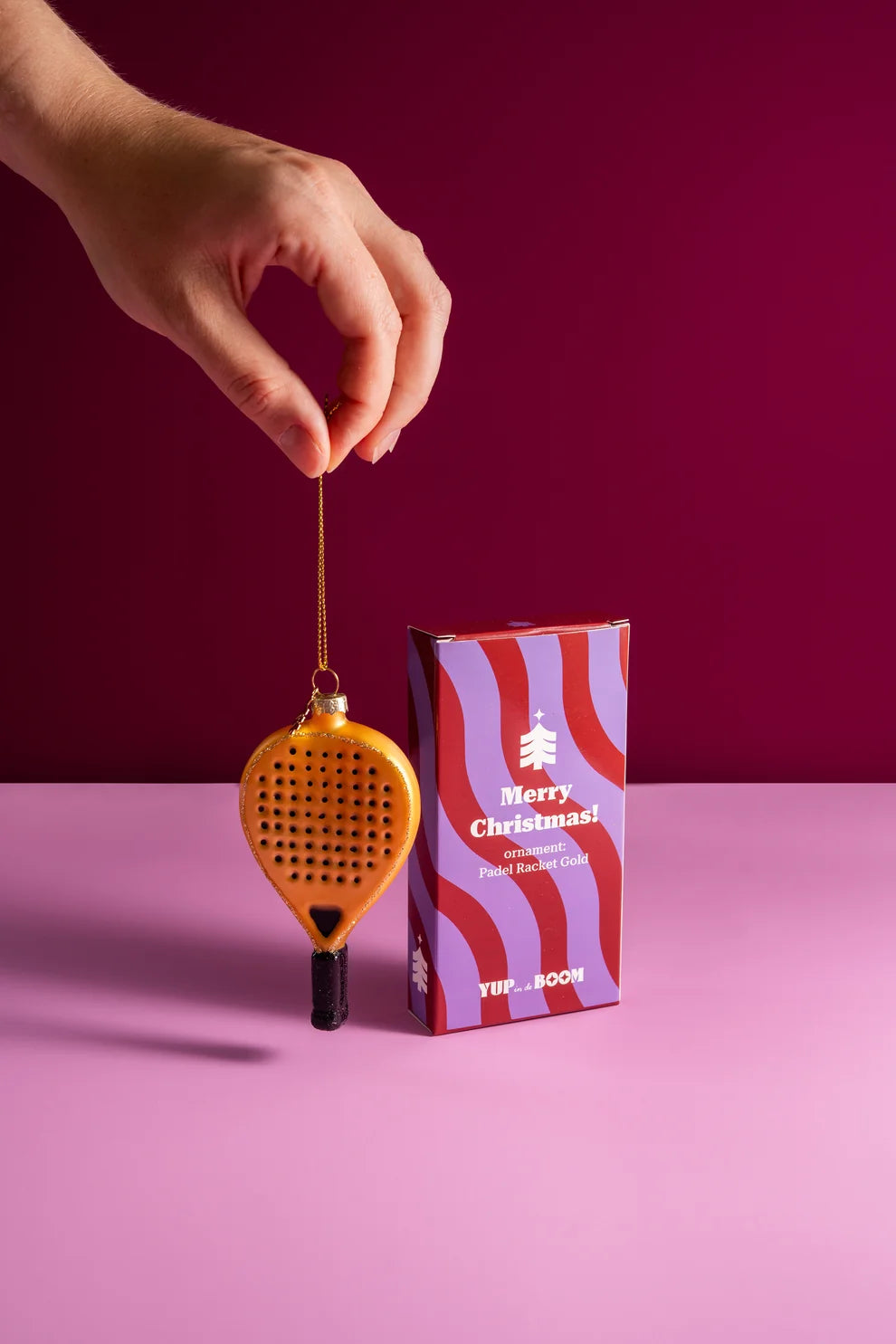 Kerstornament - Padelracket Gold