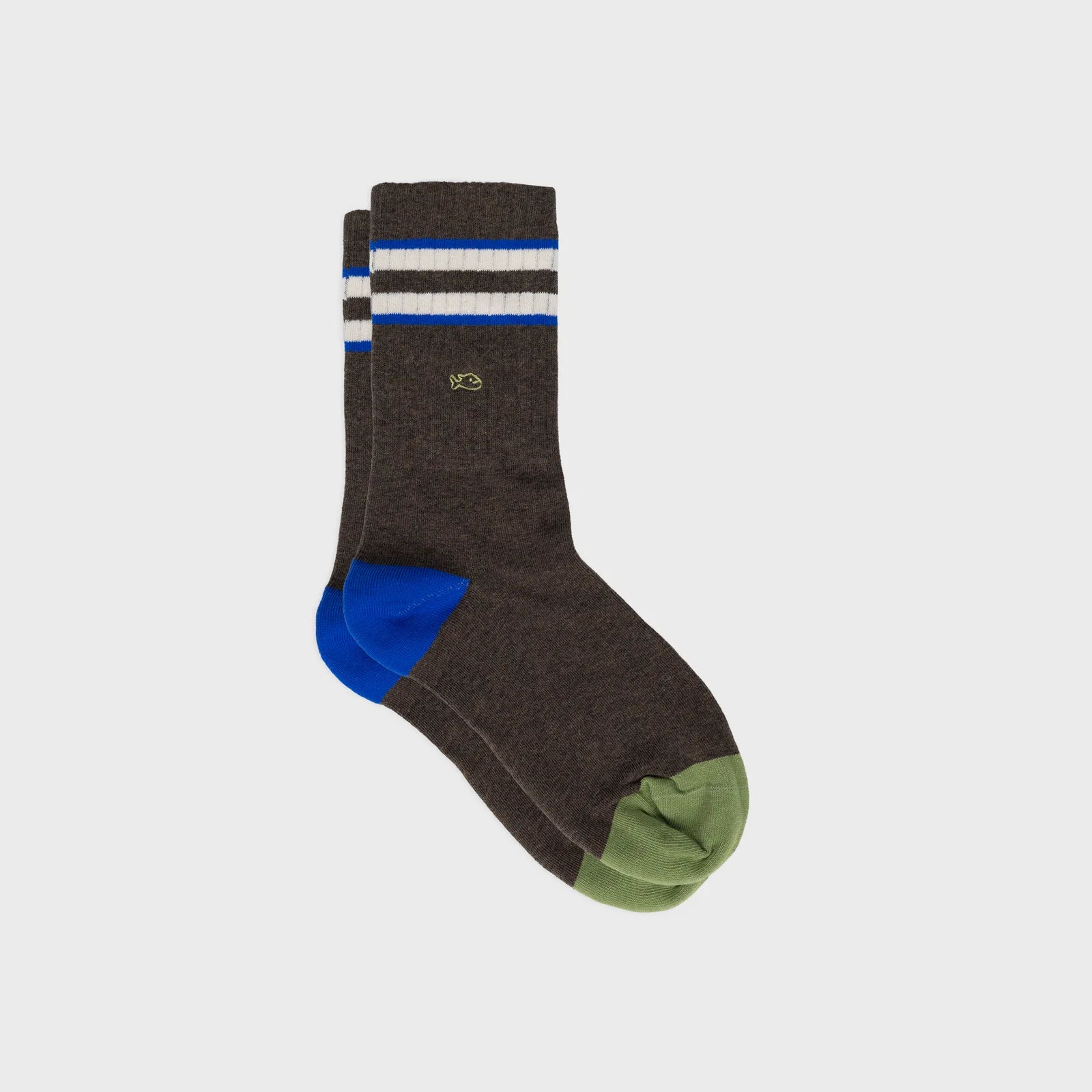 Billybelt Retro Sokken Van Gekamd Katoen - Bruin, Ivoor En Blauw Gestreept