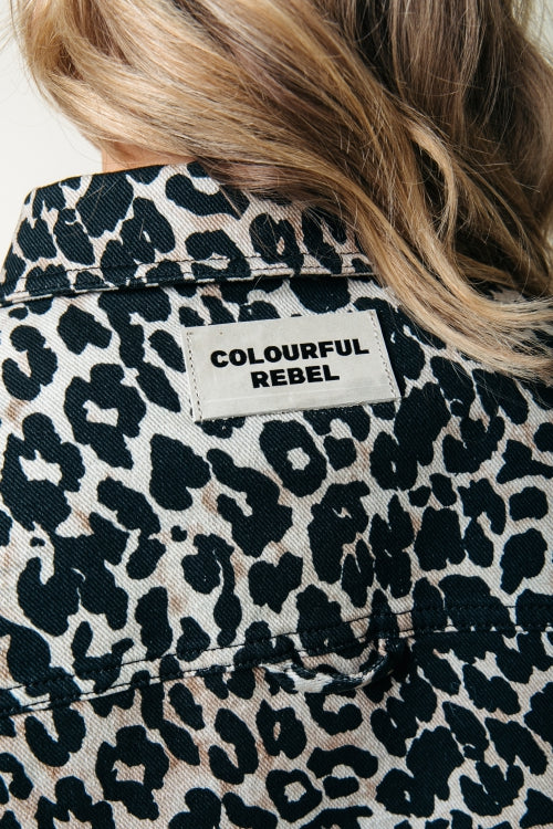 Olle Leopard Cropped Denim Blouse