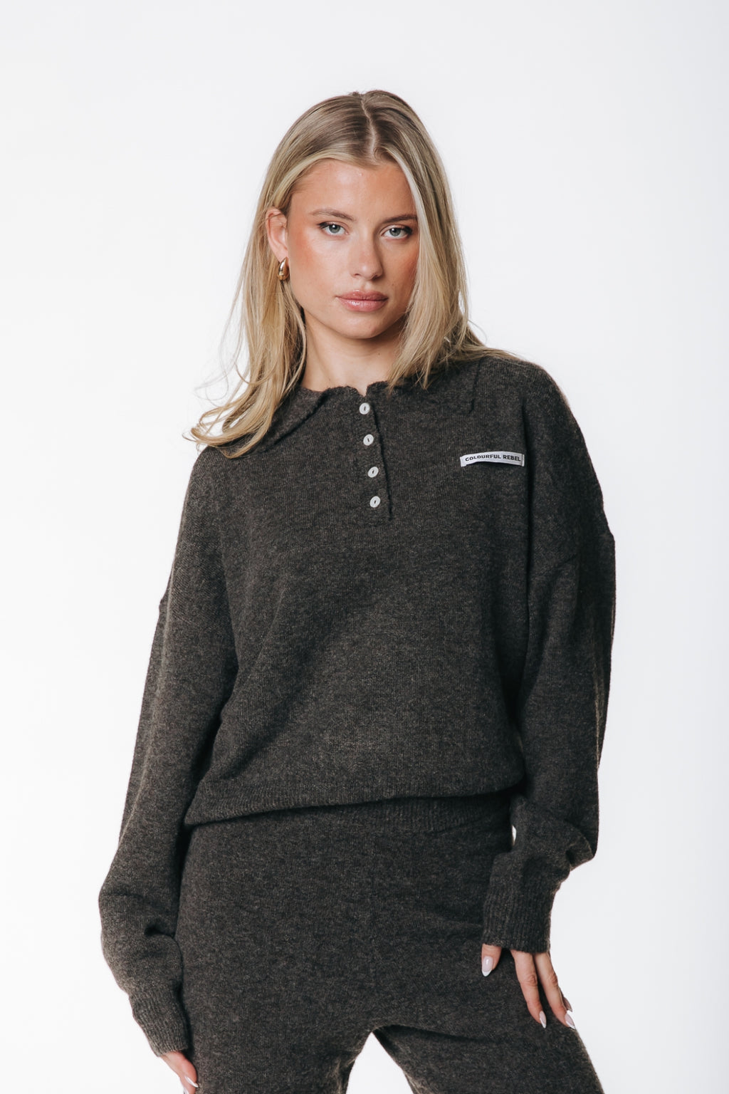 Colourful Rebel - Linsey Fluffy Knitted Sweater / Brown