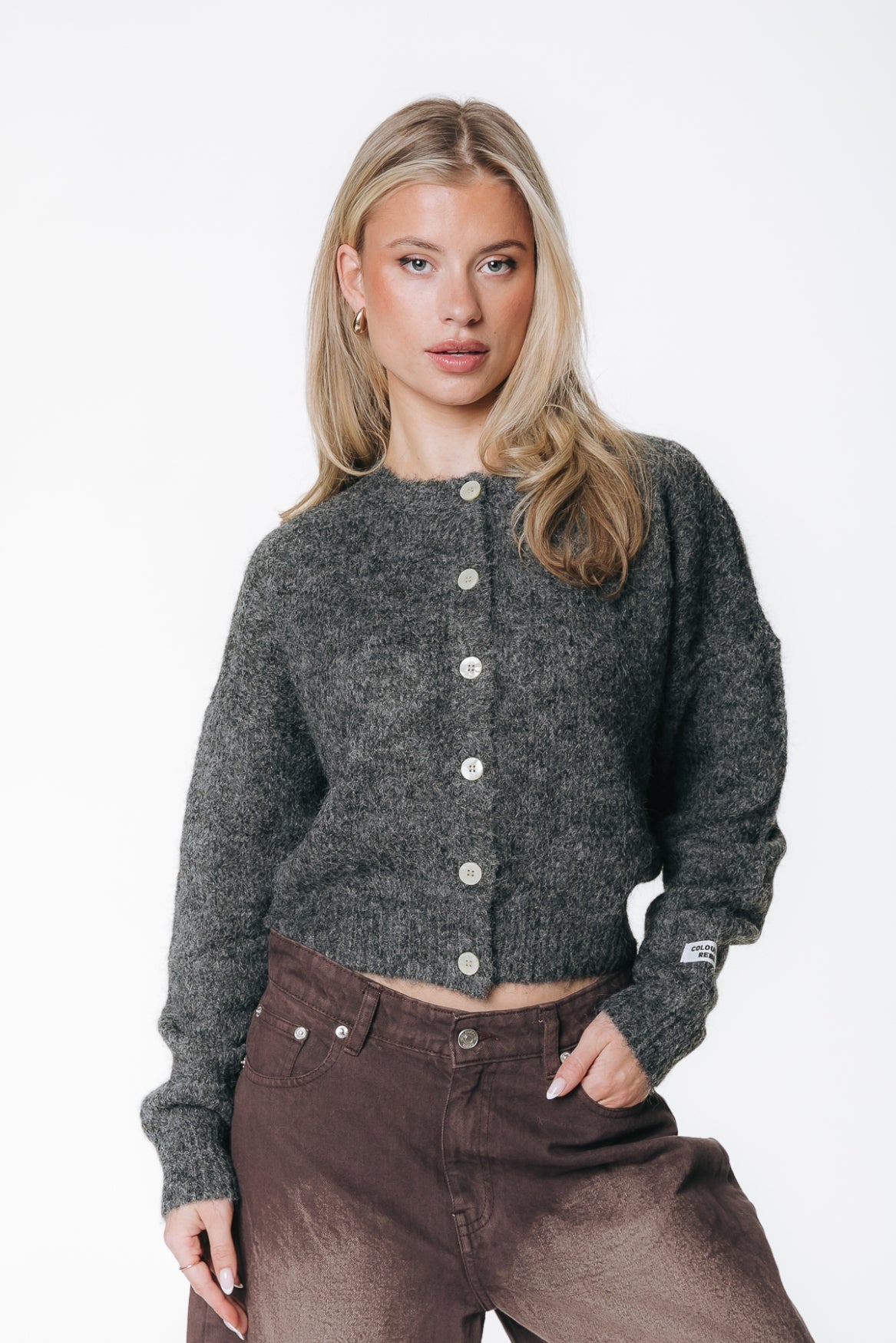 Colourful Rebel - Yara Knitted Cardigan / Dark Grey