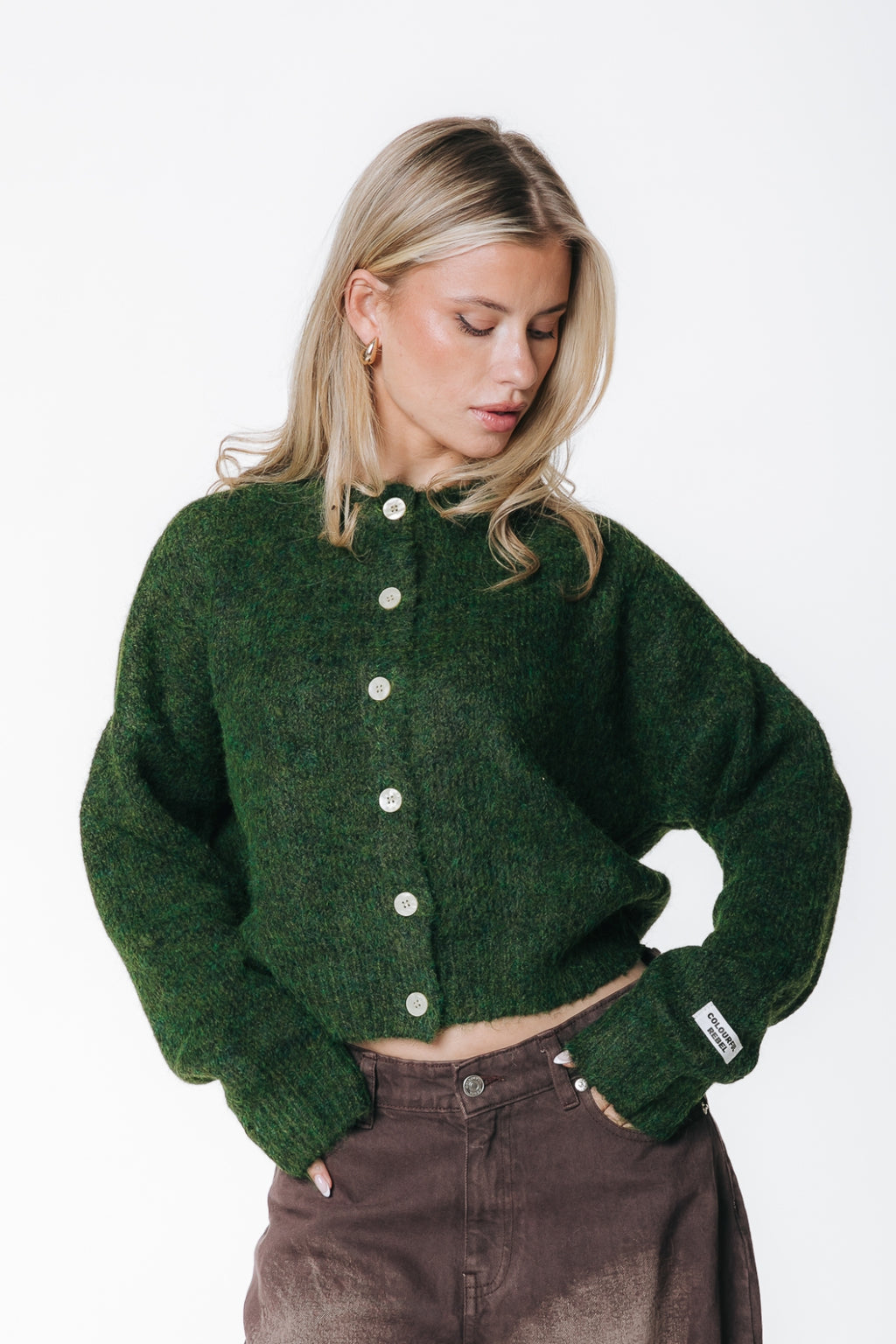 Colourful Rebel - Yara Knitted Cardigan / Dark Green