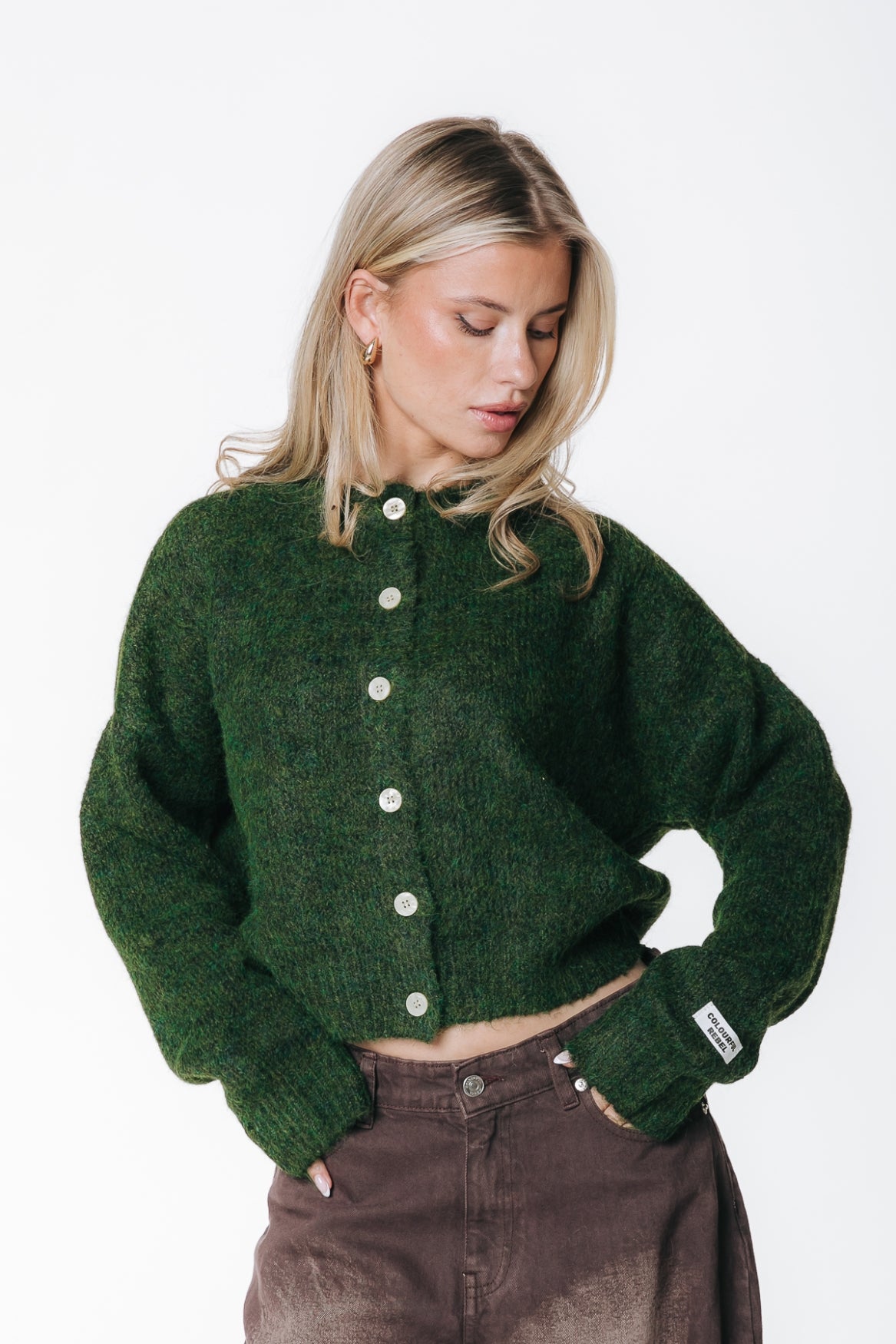 Colourful Rebel - Yara Knitted Cardigan / Dark Green
