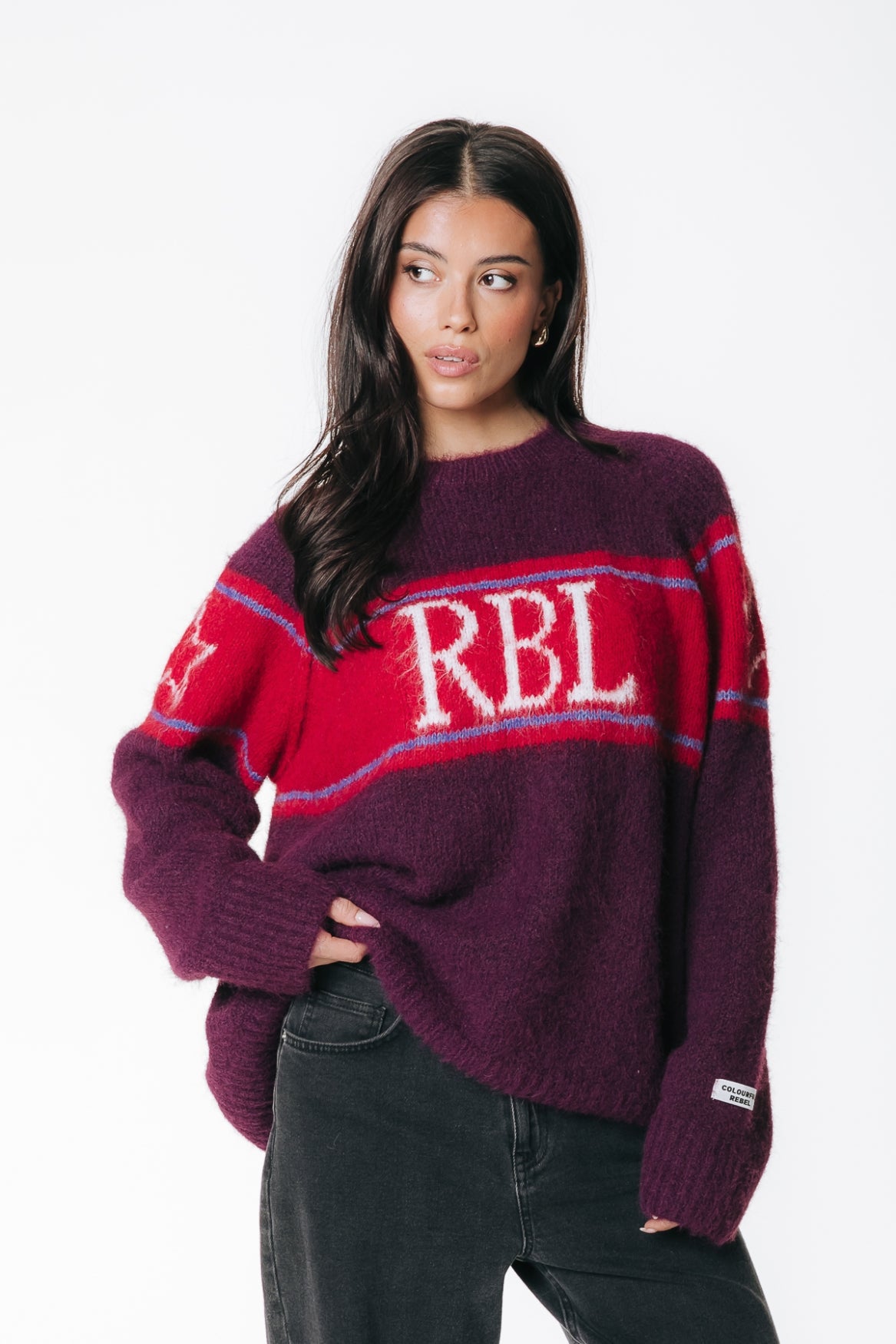 Colourful Rebel - Lou Rebel Knitted Sweater / Dark Purple