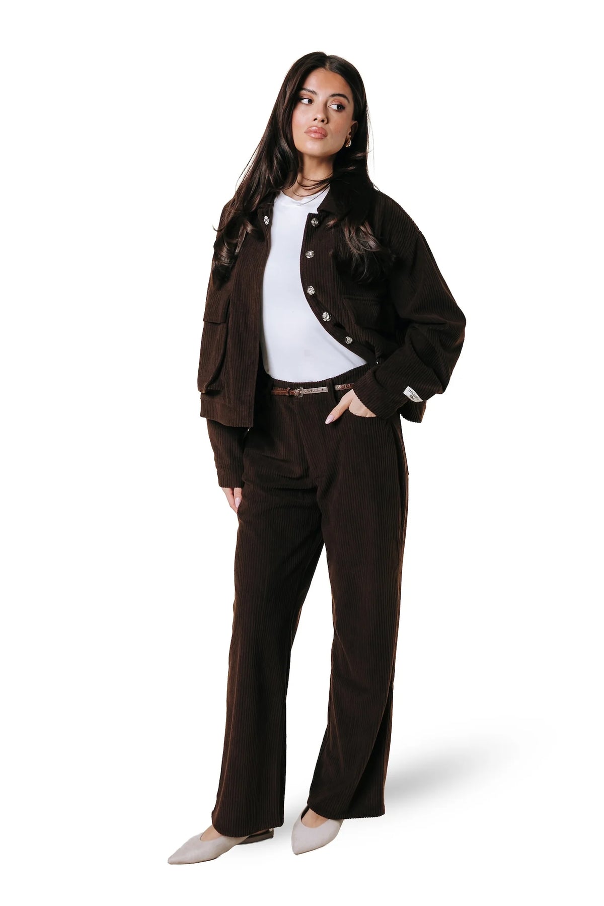 Colourful Rebel - Gaias Corduroy High Rise Wide Leg Pants / Brown