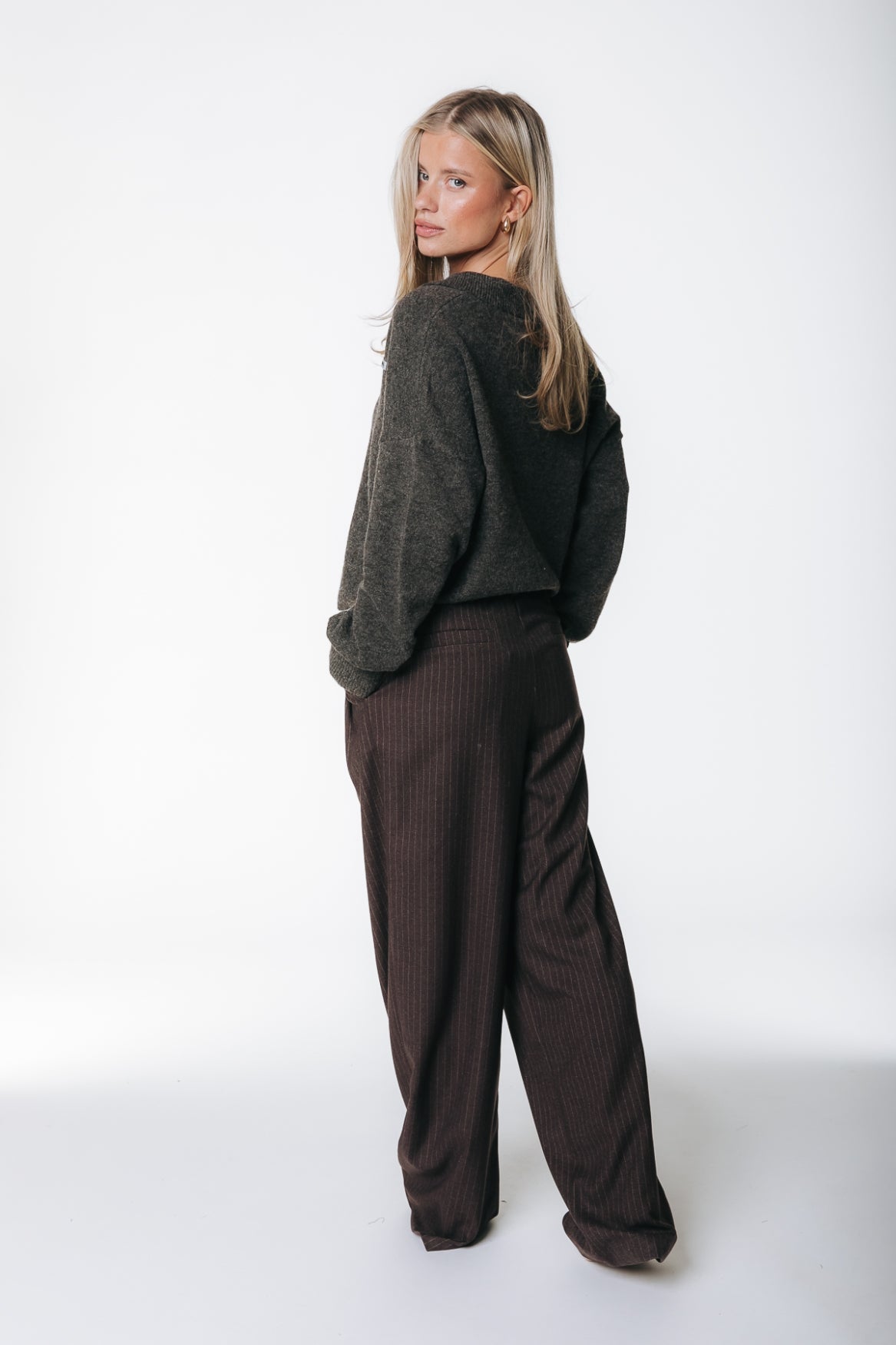 Colourful Rebel - Maggy Pinstripe Tailored Pants / Brown