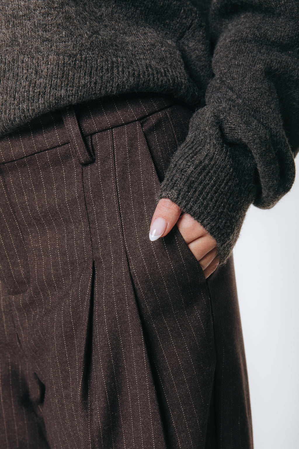 Colourful Rebel - Maggy Pinstripe Tailored Pants / Brown