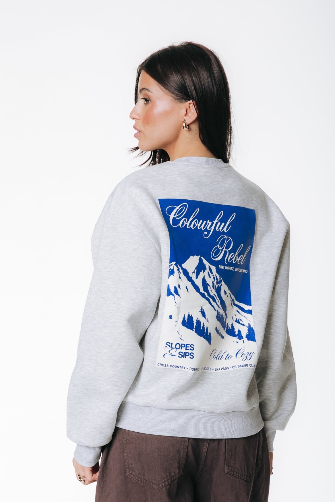 Colourful Rebel - Mountain Dropped Shoulder Sweat / Light Grey Melange
