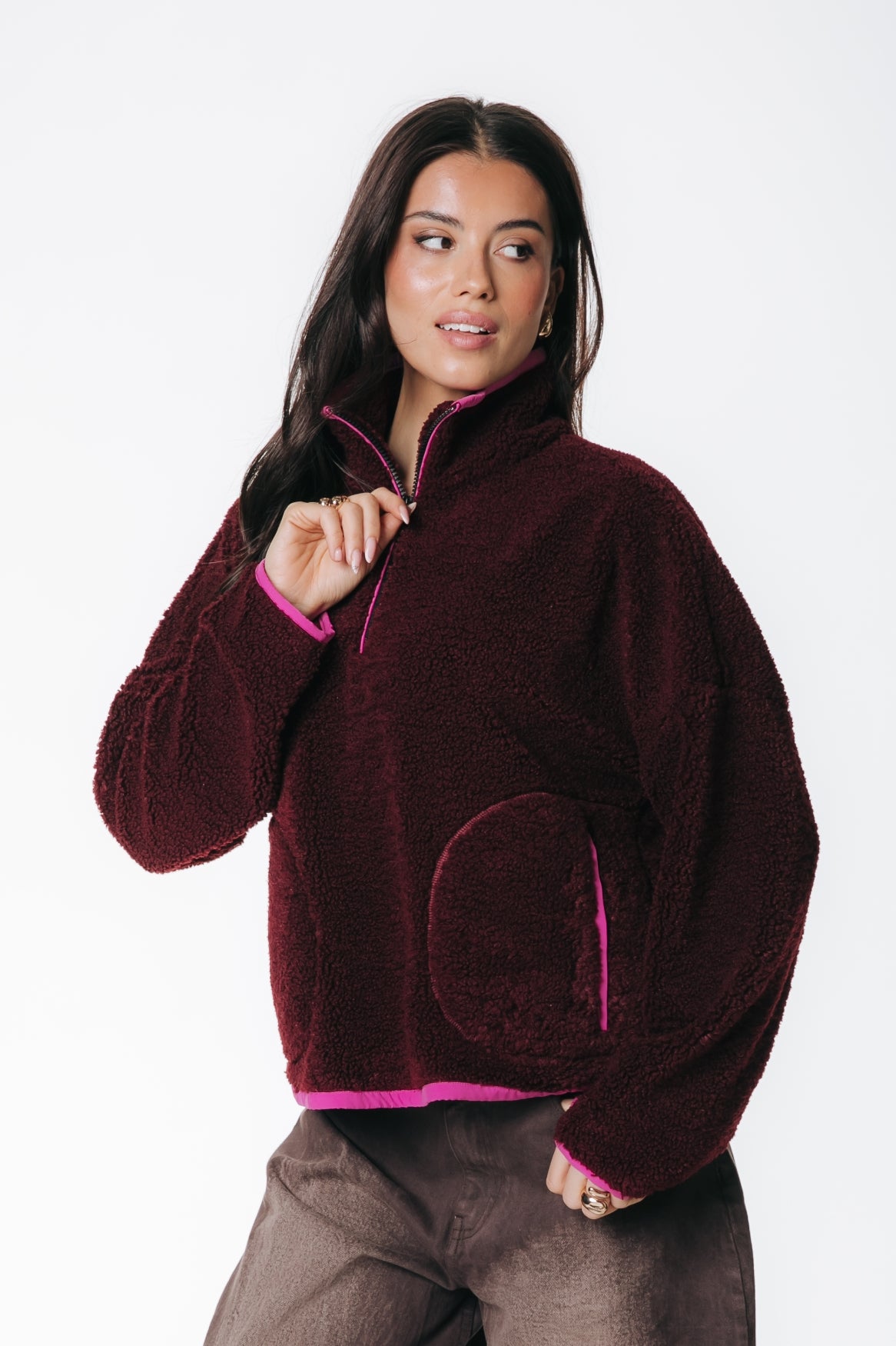 Colourful Rebel - Shani Half Zip Fleece / Bordeaux