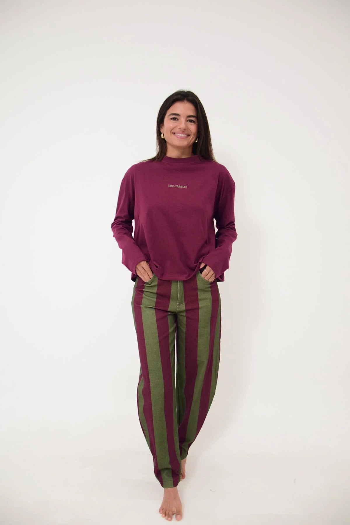 MindTraveler - Agata Long Sleeve T-Shirt / Burgundy