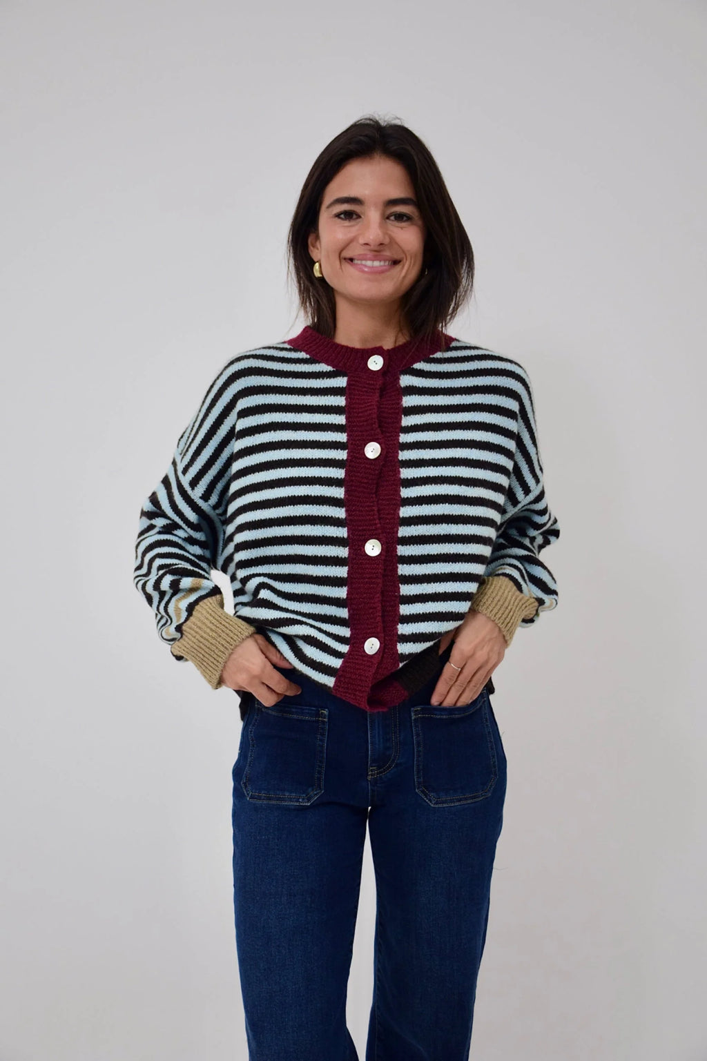 MindTraveler - Tessa Cardigan / Light Blue and Brown