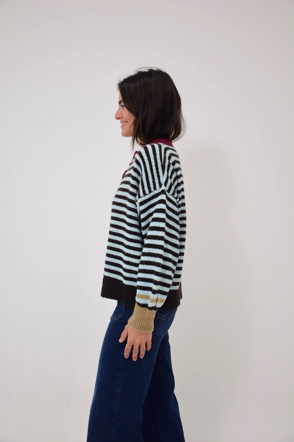 MindTraveler - Tessa Cardigan / Light Blue and Brown