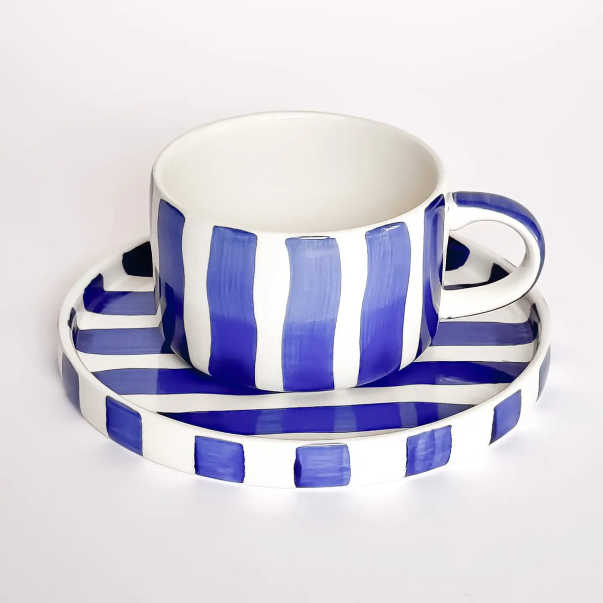 Cappuccino Mok - Strepen / Mare Blauw