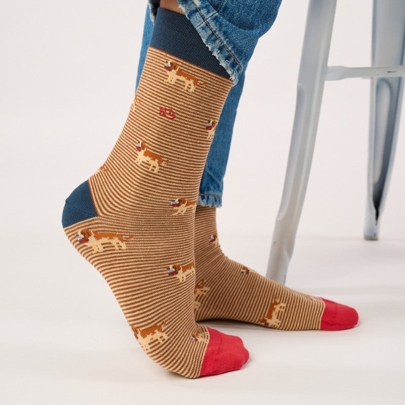 Billybelt - Animal Patterned Socks / Saint. Bernard