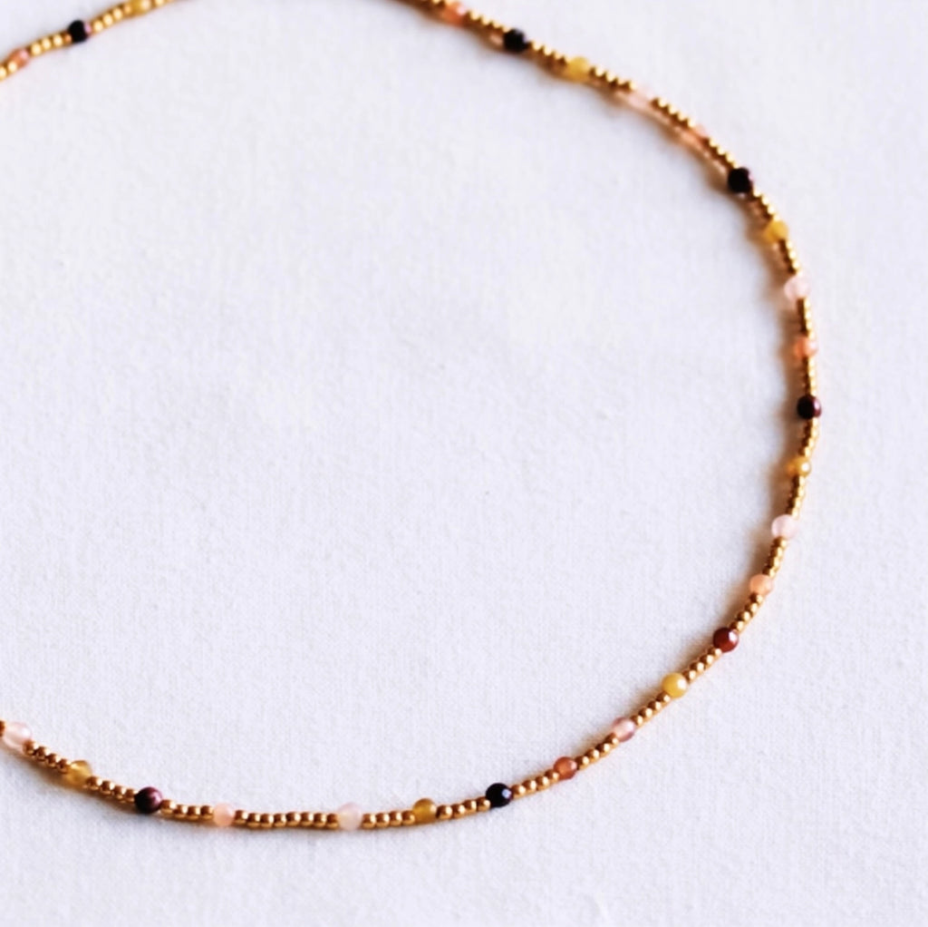 Ketting Facetkralen – Olijf, Lila, Bordeaux