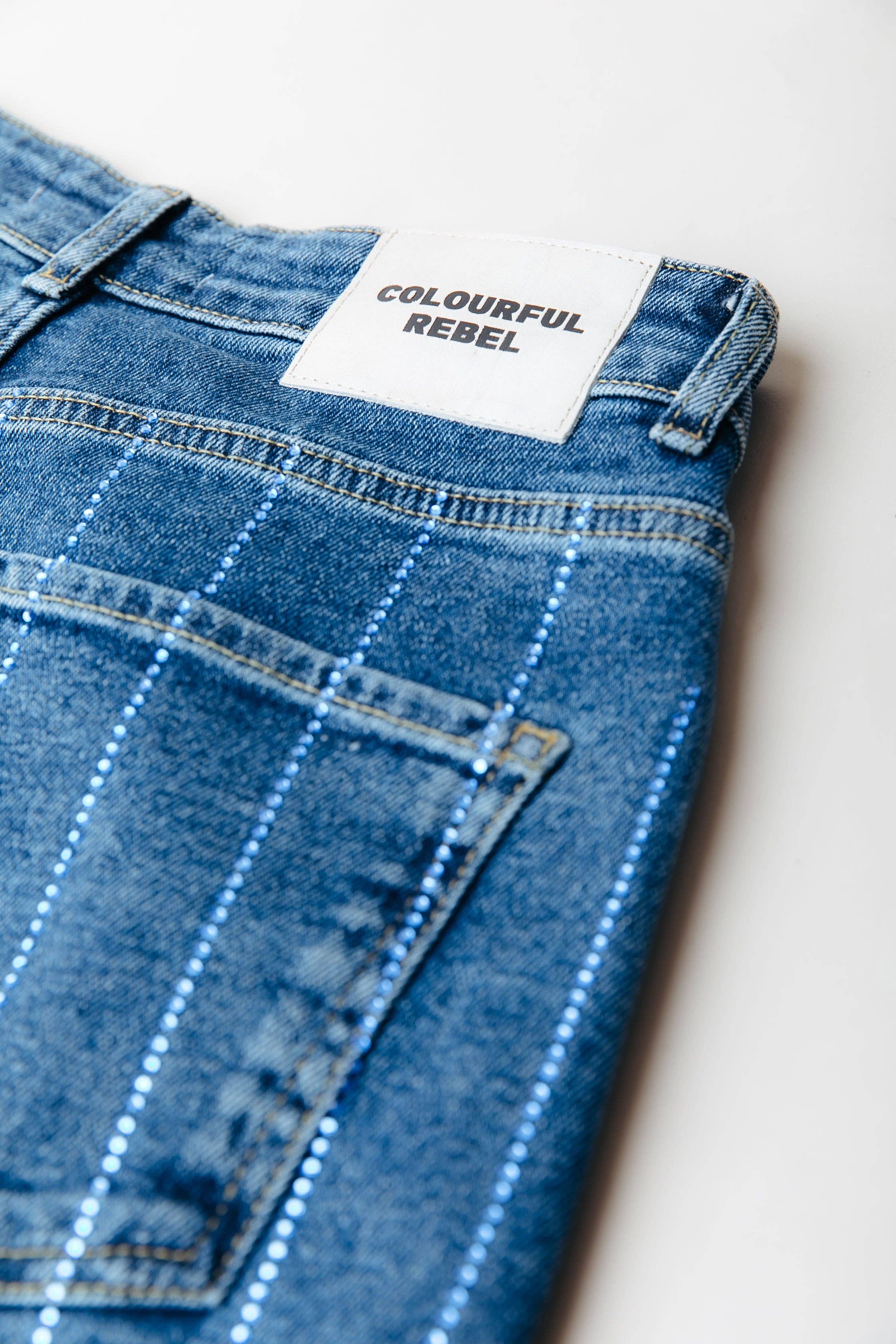 Gaias Rhinestones High Rise Denim