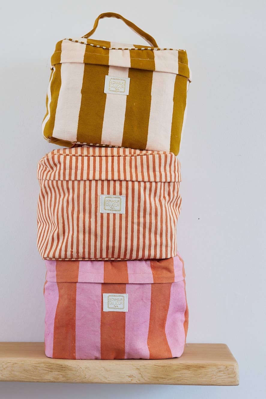 Toilettas - Terracotta/Roze Strepen