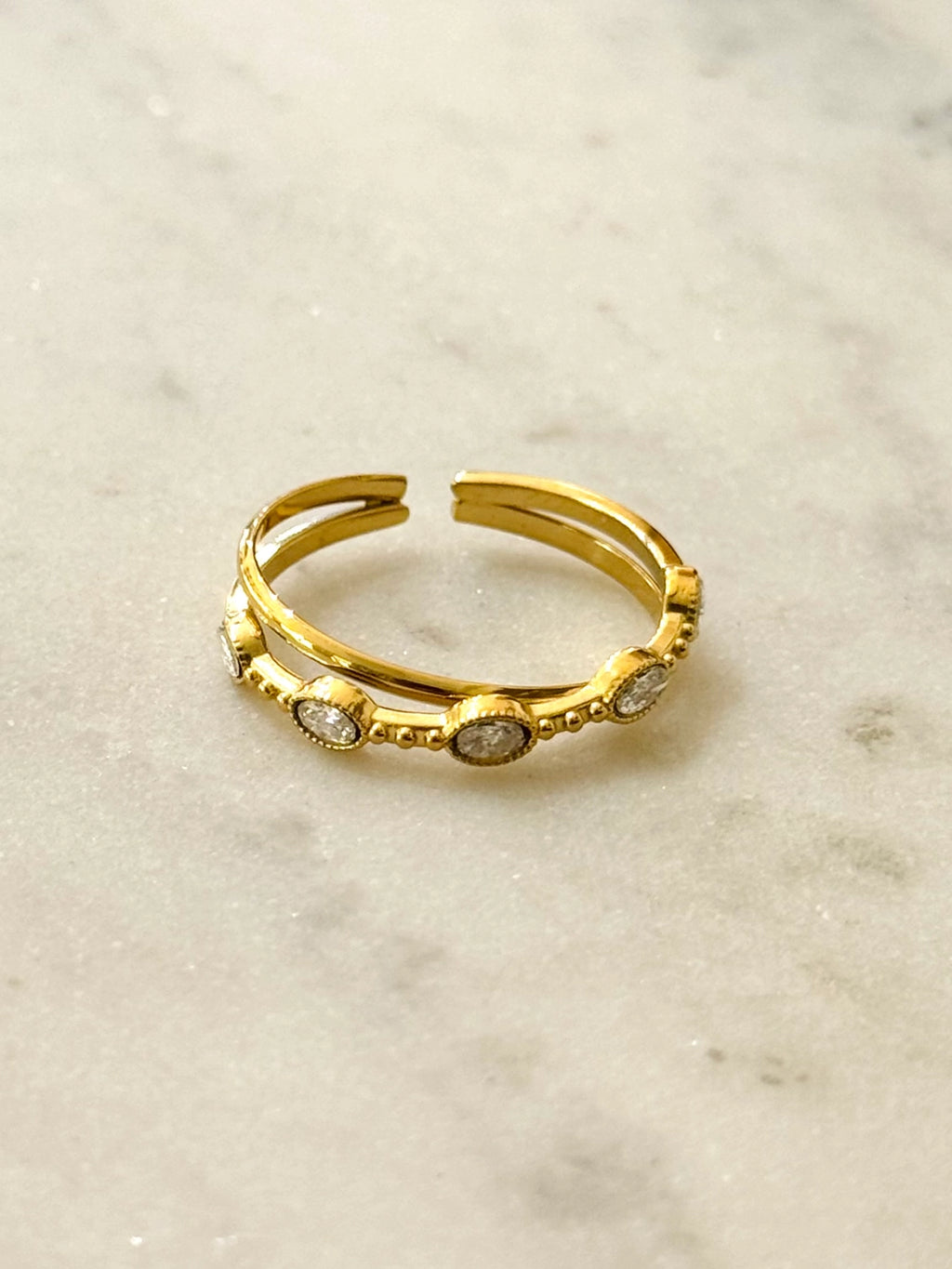 Ring - Double Band Crystal