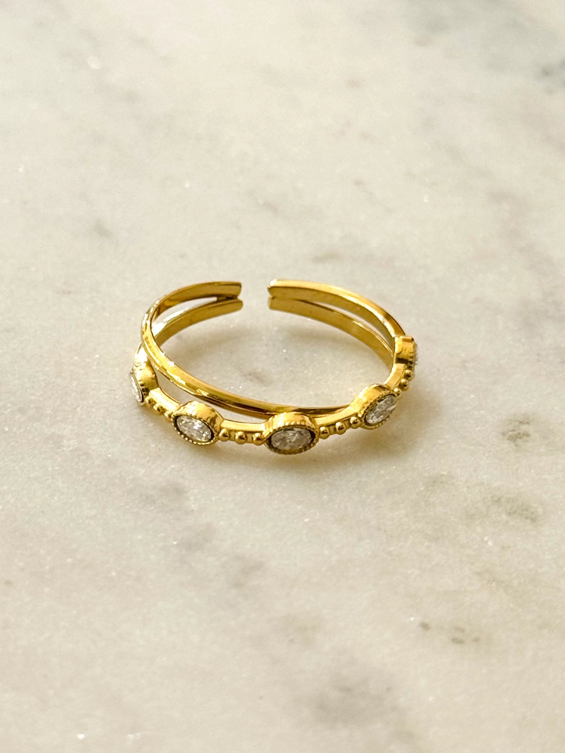 Ring - Double Band Crystal