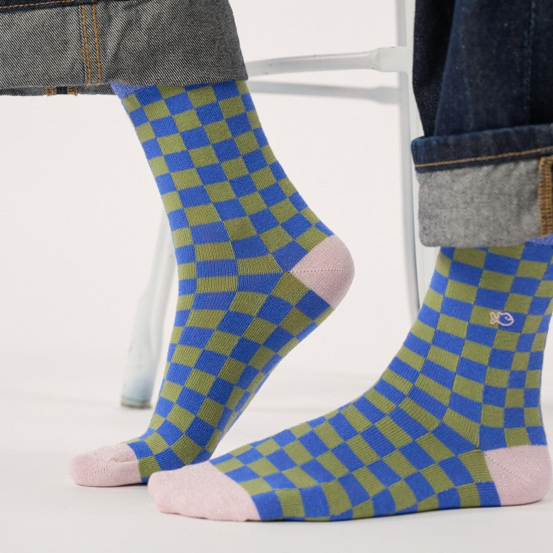 Billybelt - Checked Socks / Blue and Green
