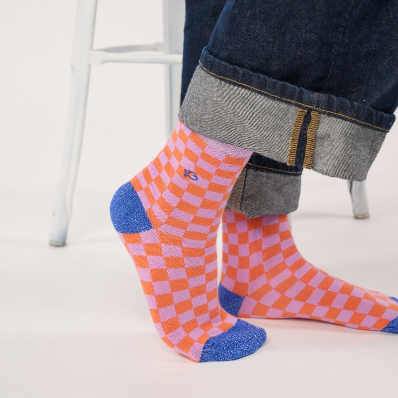 Billybelt - Checked Socks / Orange and Purple