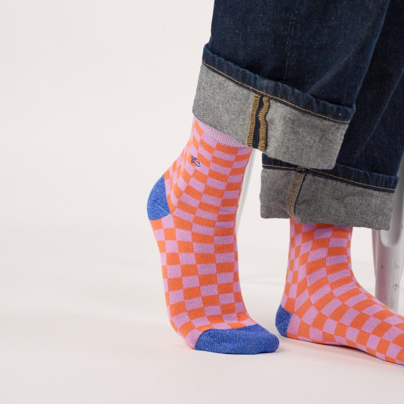 Billybelt - Checked Socks / Orange and Purple