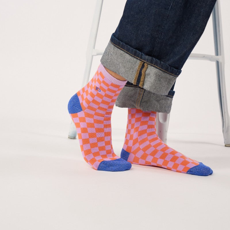 Billybelt - Checked Socks / Orange and Purple